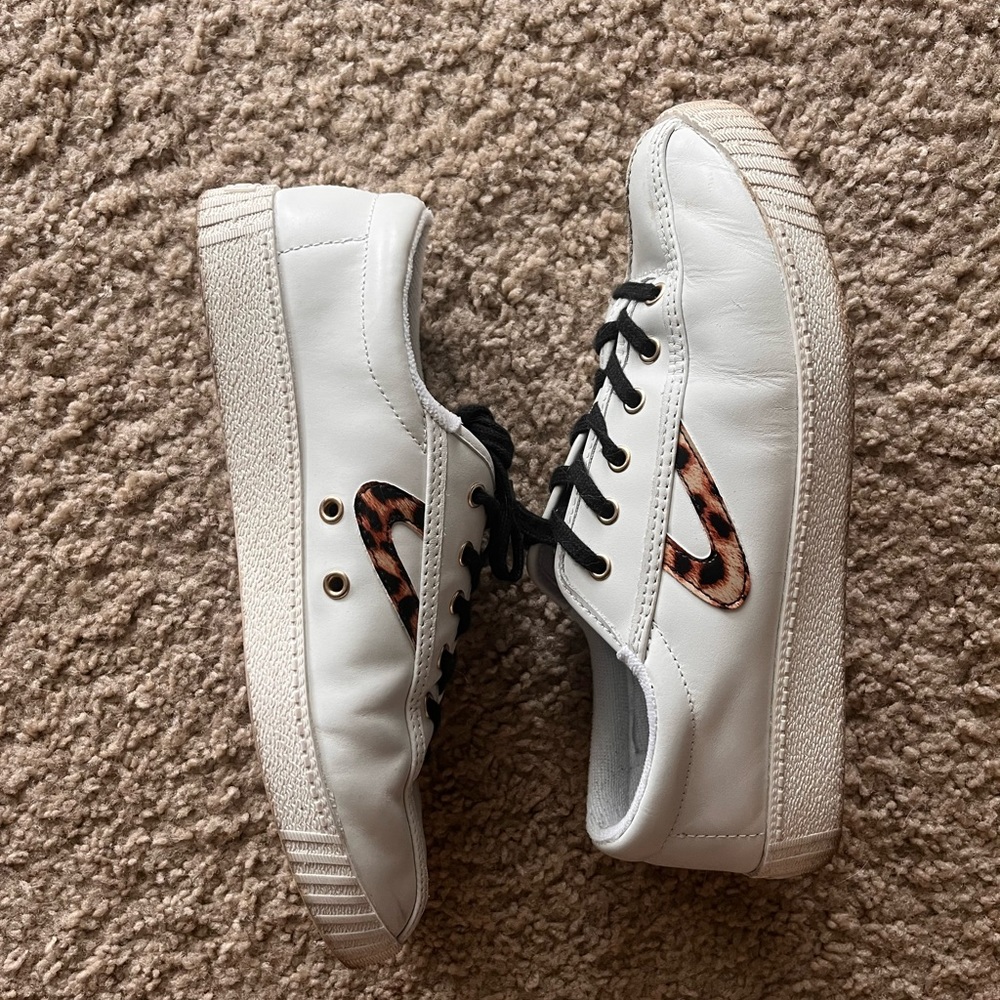 Tretorn white leopard shoes